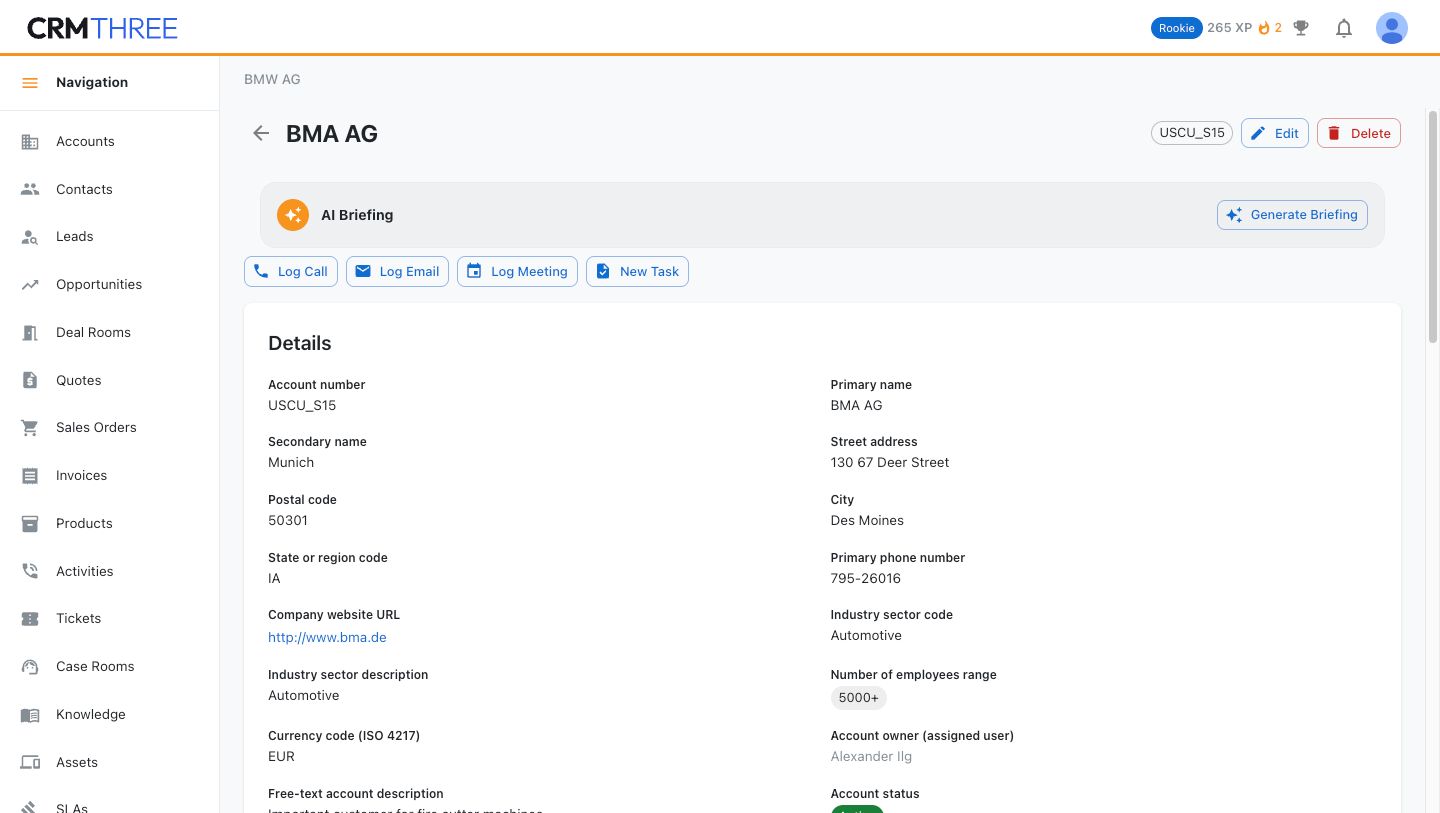 Account details