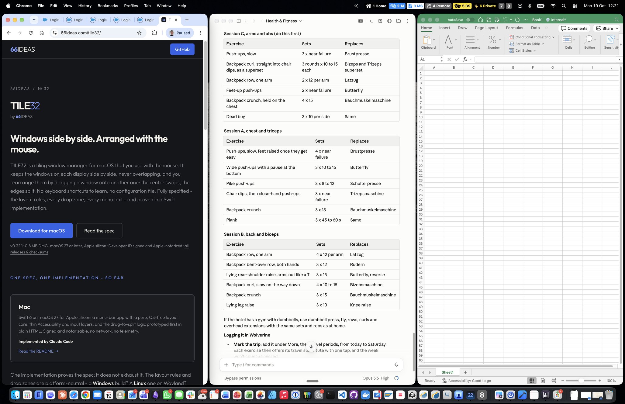 Three equal columns on a 32:9 display